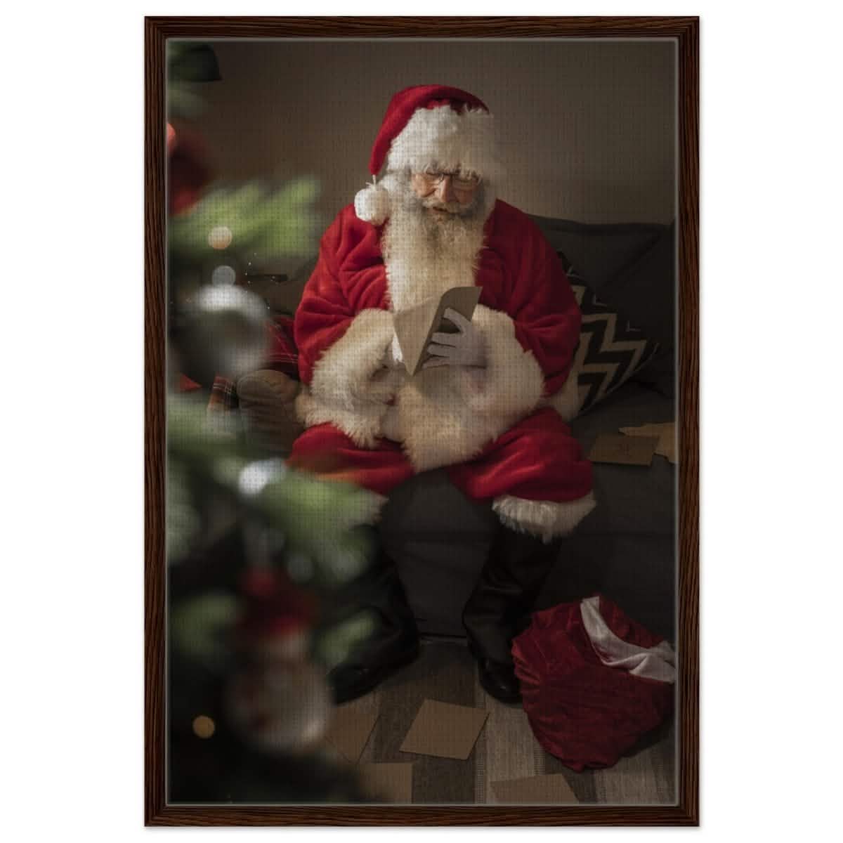 Letters from the Heart - Santa’s Special Holiday Moments | Christmas collection - Framed Canvas - 60x90 cm / 24x36″ - Dark wood frame