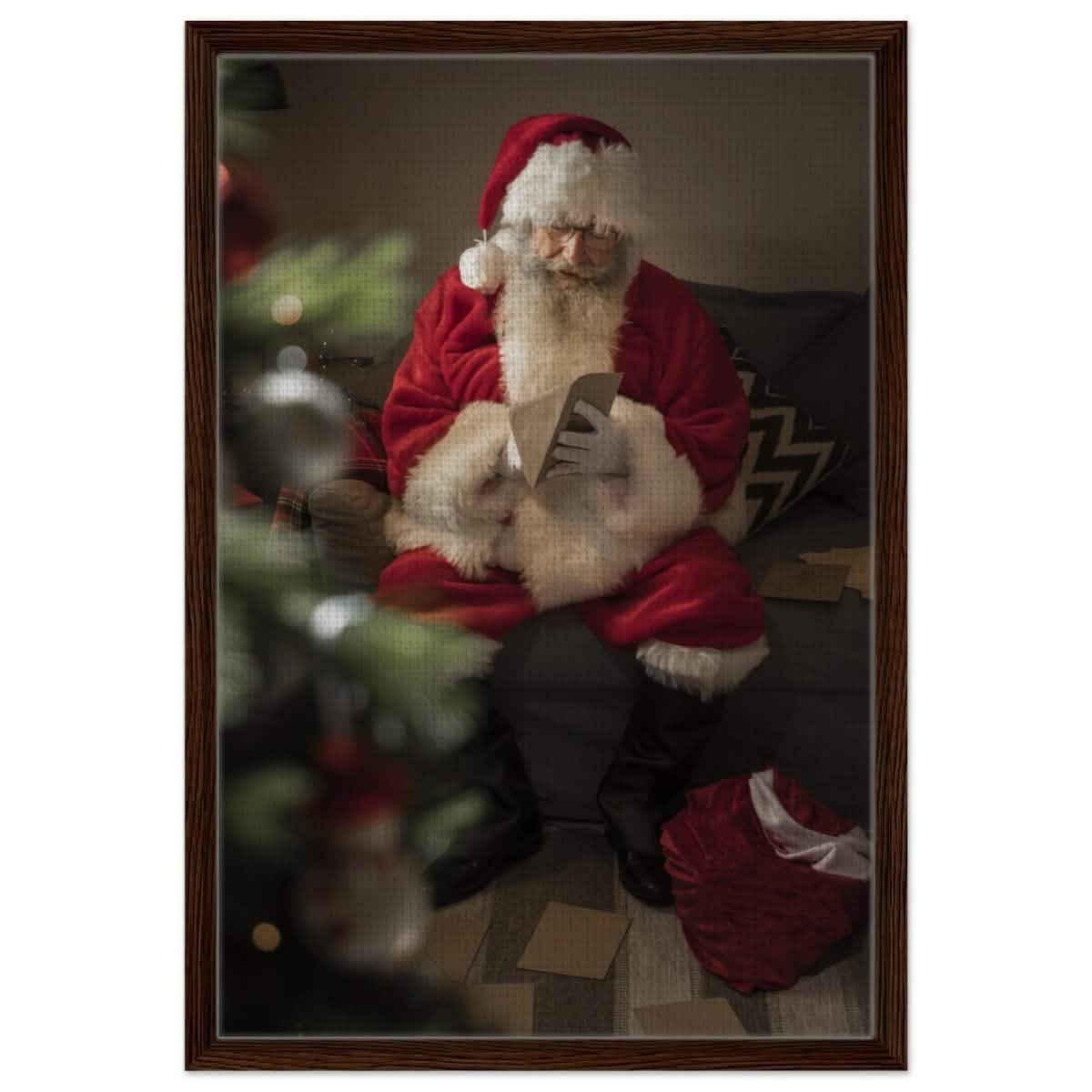Letters from the Heart - Santa’s Special Holiday Moments | Christmas collection - Framed Canvas - 50x75 cm / 20x30″ - Dark wood frame
