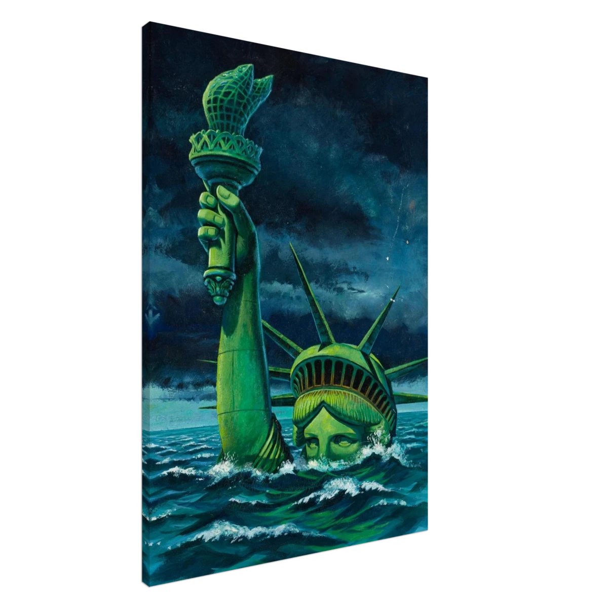 "Liberty Submerged" – Surreal Political Apocalypse Art | Statement Wall Art Print - Canvas - 70x100 cm / 28x40″ -