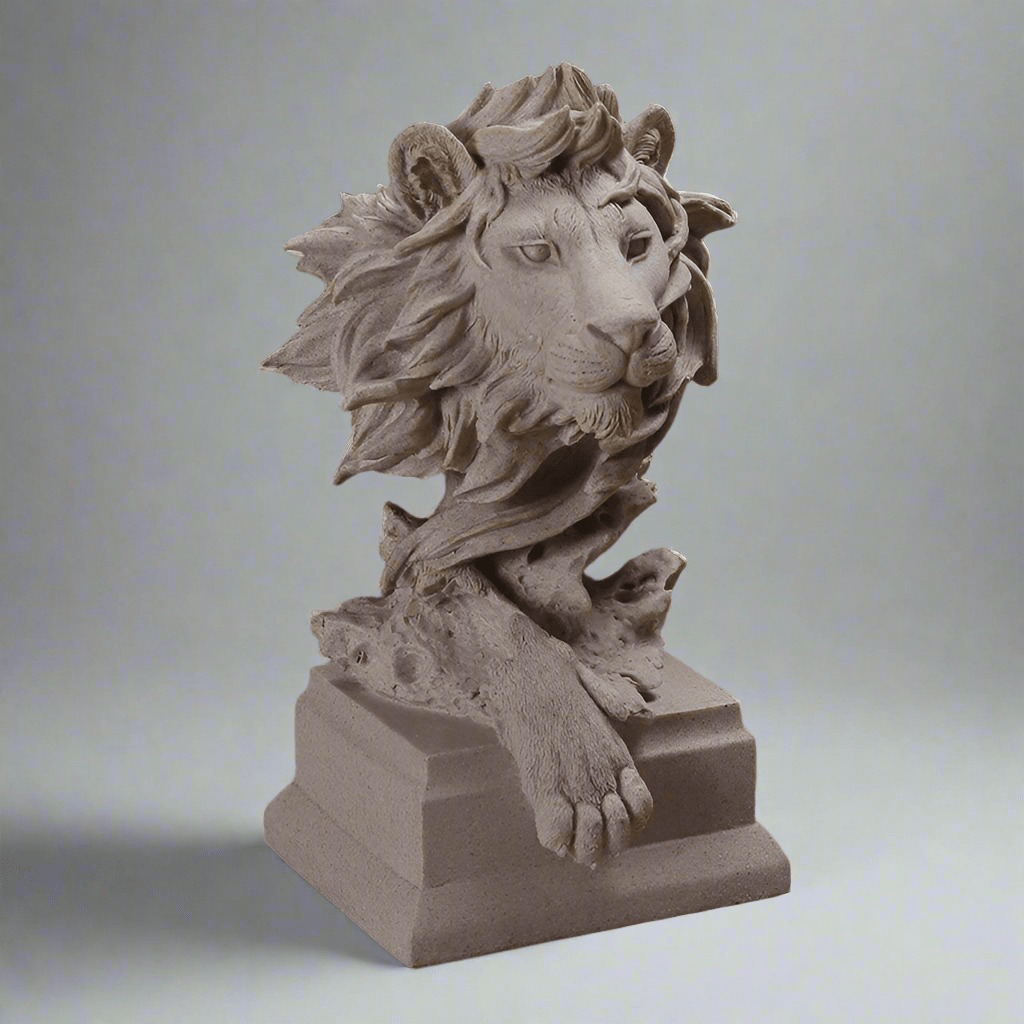 Lion Head Wall Sculpture – Modern Resin Art Décor - Grey -