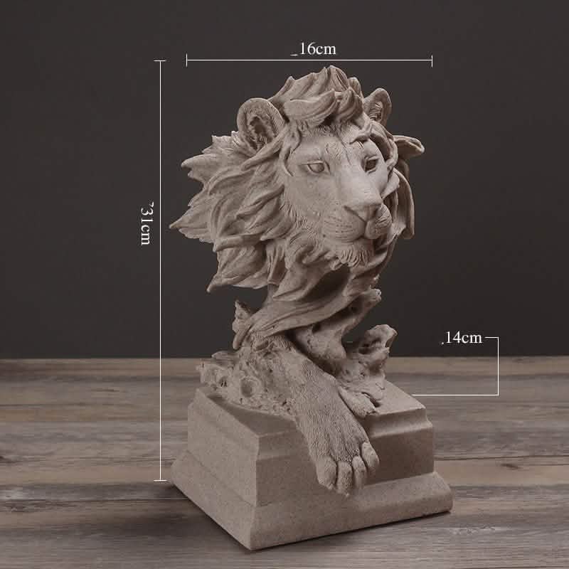 Lion Head Wall Sculpture – Modern Resin Art Décor - Grey -