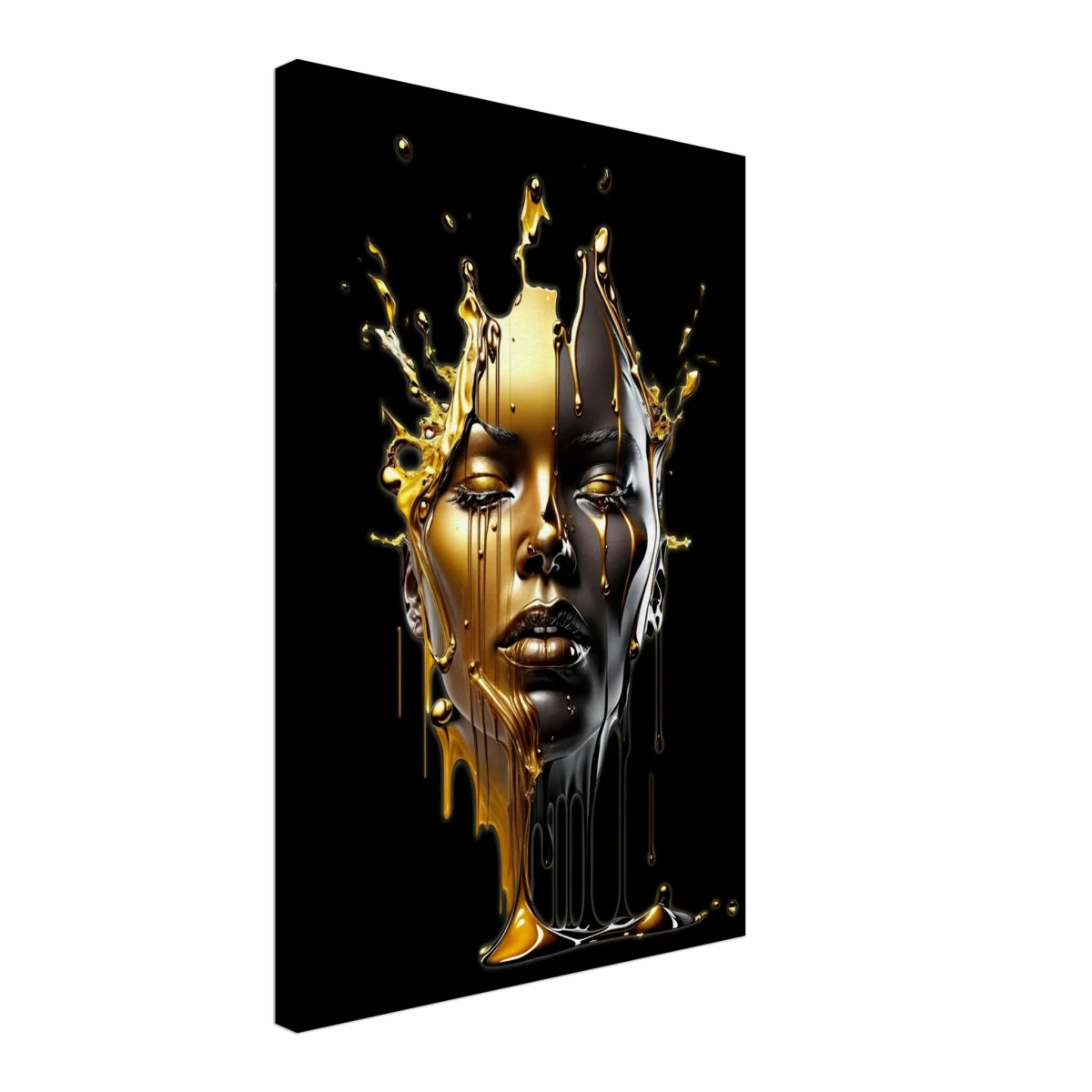 Liquid Gold: Duality in Drip – Contemporary Digital Portrait Art Print - Canvas - 40x60 cm / 16x24″ -