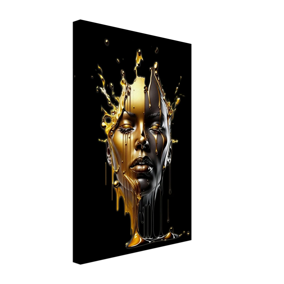Liquid Gold: Duality in Drip – Contemporary Digital Portrait Art Print - Canvas - 30x45 cm / 12x18″ -
