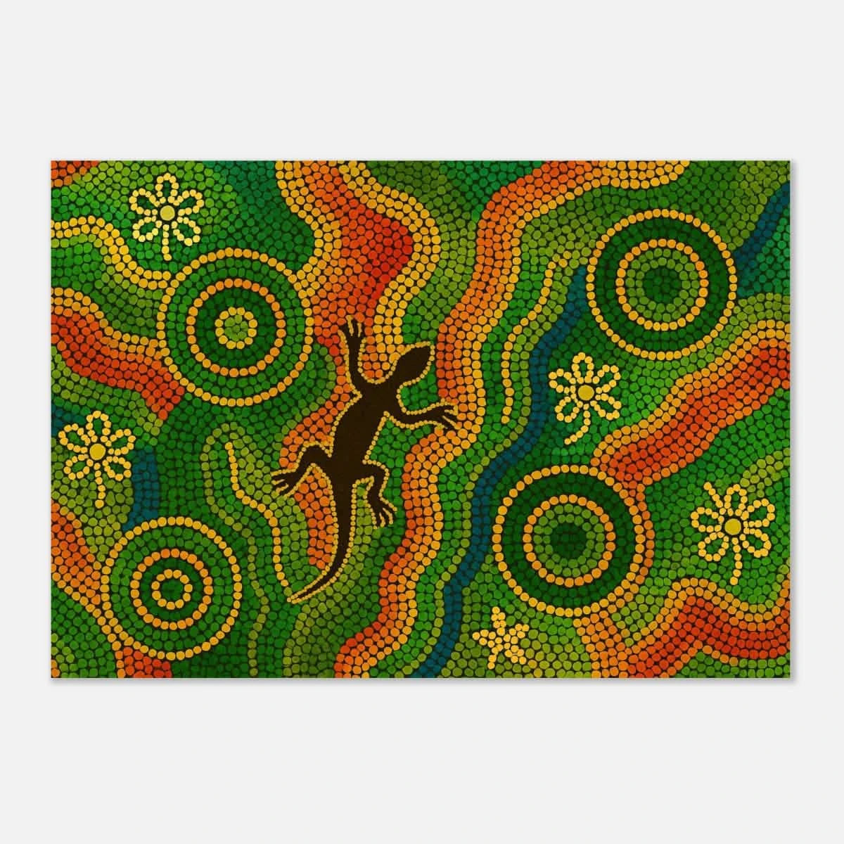 Lizard Dreaming – Aboriginal Dot Painting Wall Art Print - Aluminum Print - 70x100 cm / 28x40″ -