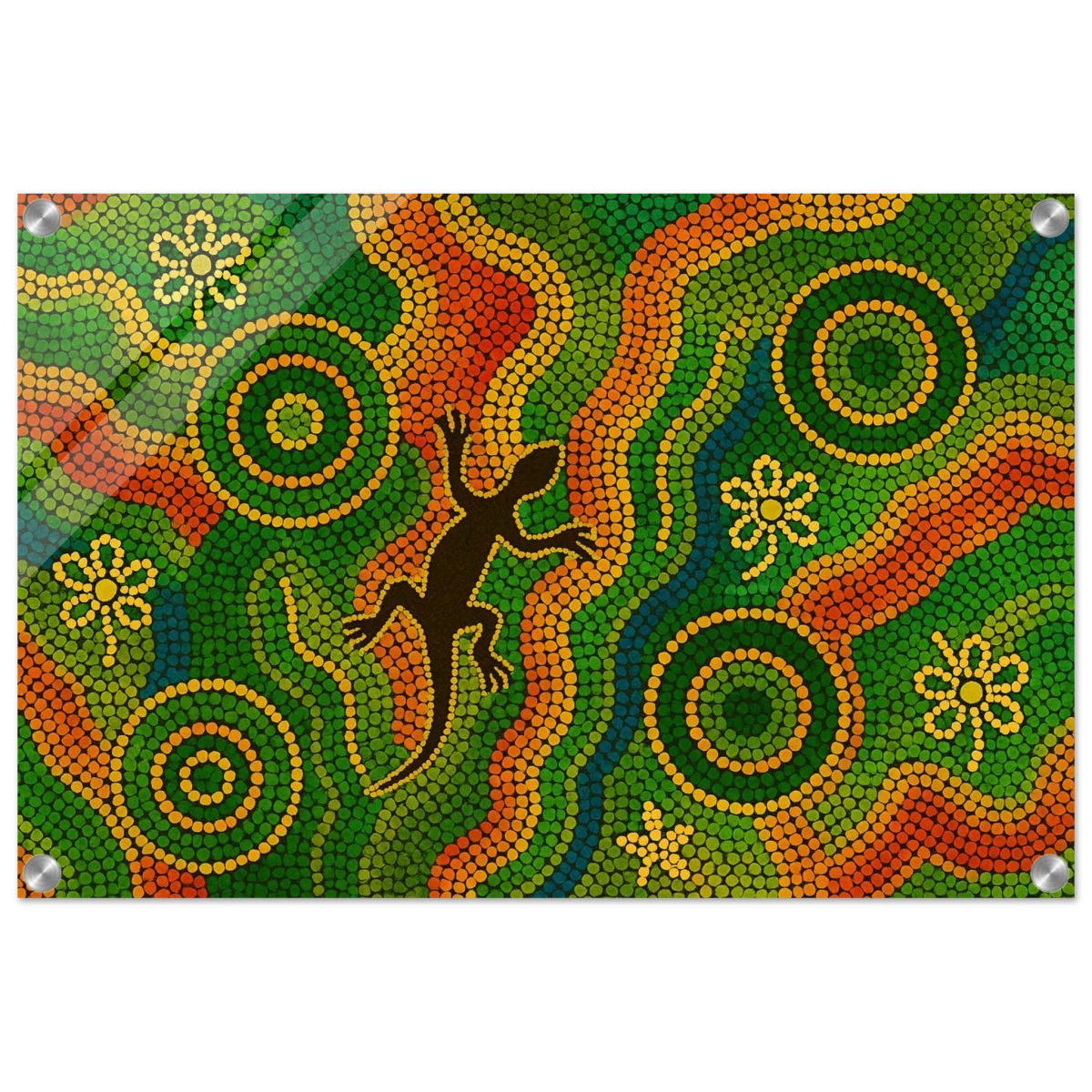 Lizard Dreaming – Aboriginal Dot Painting Wall Art Print - Acrylic Print - 40x60 cm / 16x24″ -