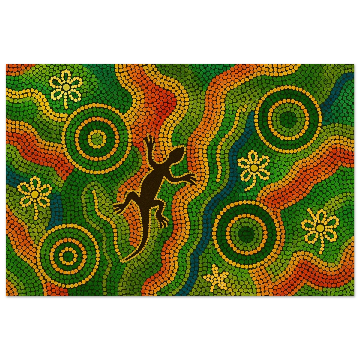 Lizard Dreaming – Aboriginal Dot Painting Wall Art Print - Fine Art Poster - 30x45 cm / 12x18″ -