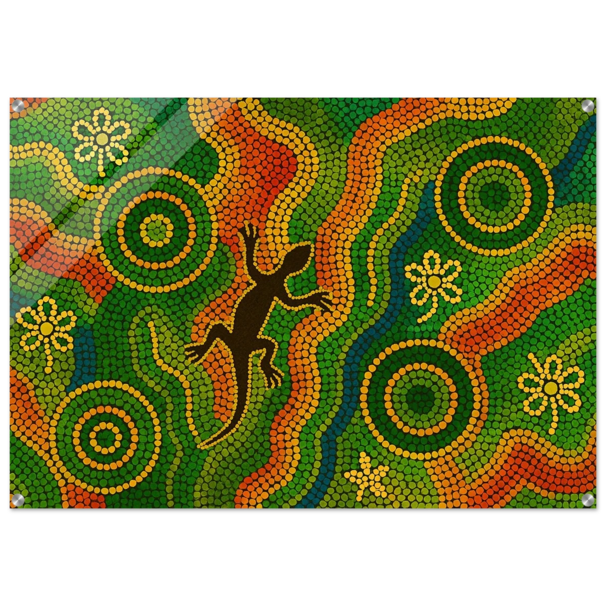 Lizard Dreaming – Aboriginal Dot Painting Wall Art Print - Acrylic Print - 70x100 cm / 28x40″ -