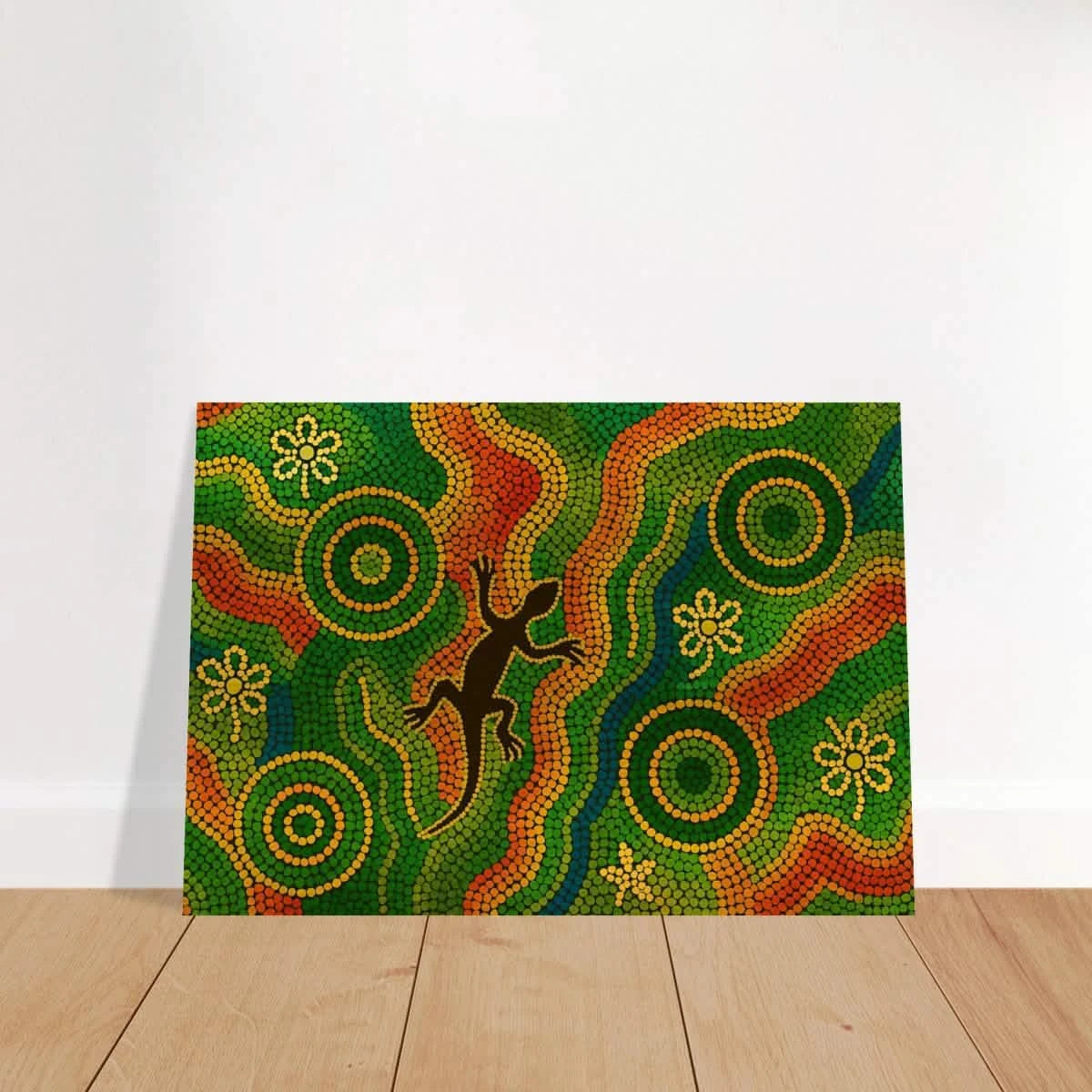 Lizard Dreaming – Aboriginal Dot Painting Wall Art Print - Brushed Aluminum Print - 70x100 cm / 28x40″ -