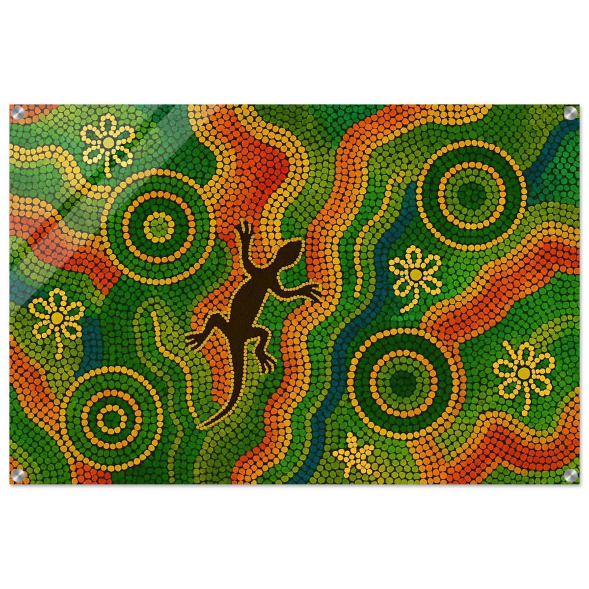Lizard Dreaming – Aboriginal Dot Painting Wall Art Print - Acrylic Print - 60x90 cm / 24x36″ -