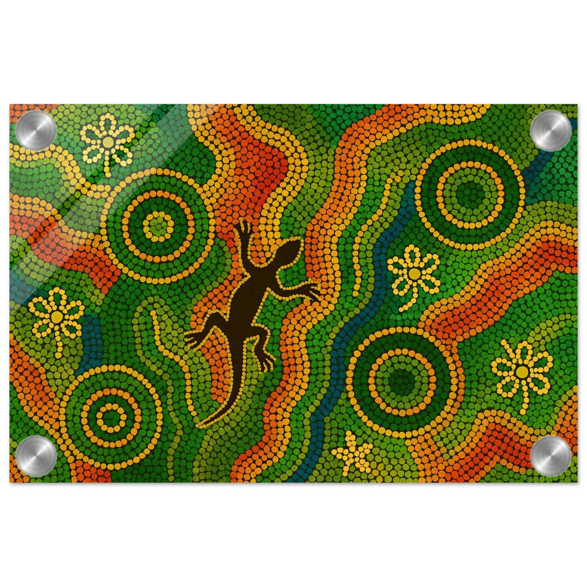 Lizard Dreaming – Aboriginal Dot Painting Wall Art Print - Acrylic Print - 20x30 cm / 8x12″ -