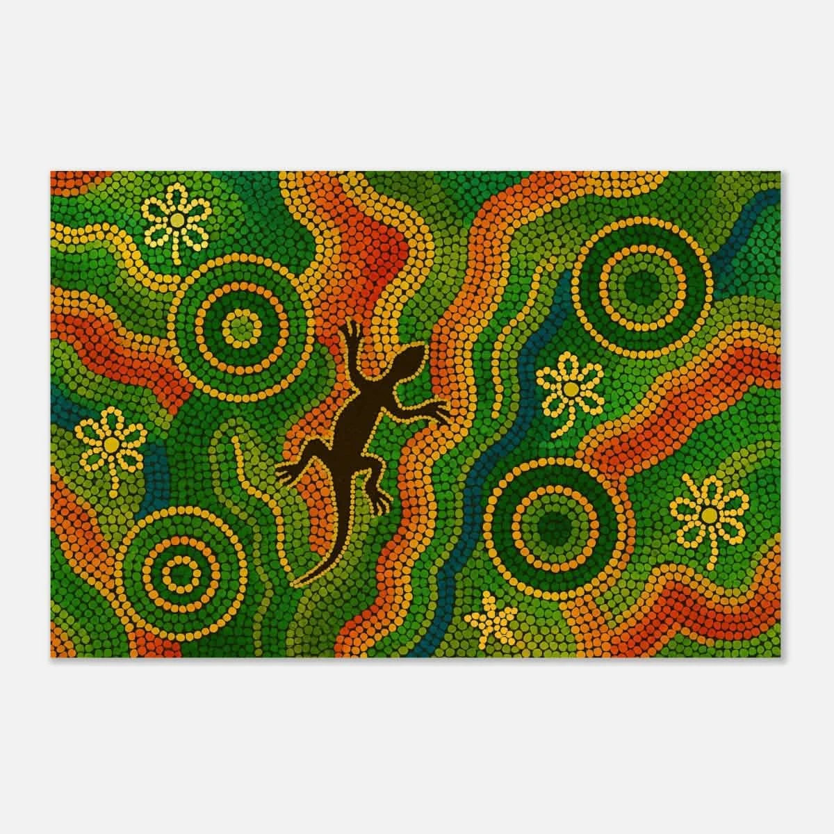 Lizard Dreaming – Aboriginal Dot Painting Wall Art Print - Aluminum Print - 40x60 cm / 16x24″ -