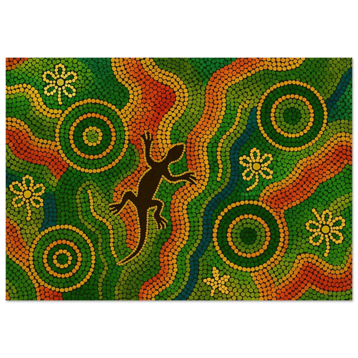 Lizard Dreaming – Aboriginal Dot Painting Wall Art Print - Wood Prints - 70x100 cm / 28x40″ -