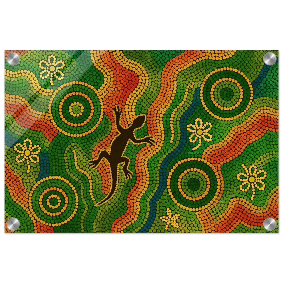 Lizard Dreaming – Aboriginal Dot Painting Wall Art Print - Acrylic Print - 30x45 cm / 12x18″ -
