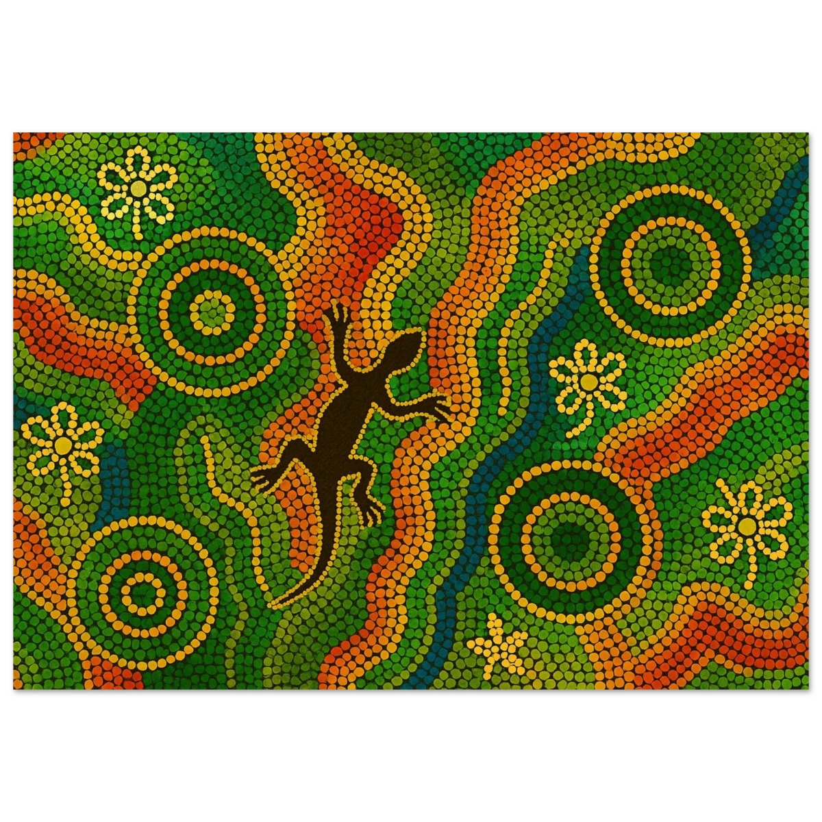 Lizard Dreaming – Aboriginal Dot Painting Wall Art Print - Fine Art Poster - 70x100 cm / 28x40″ -