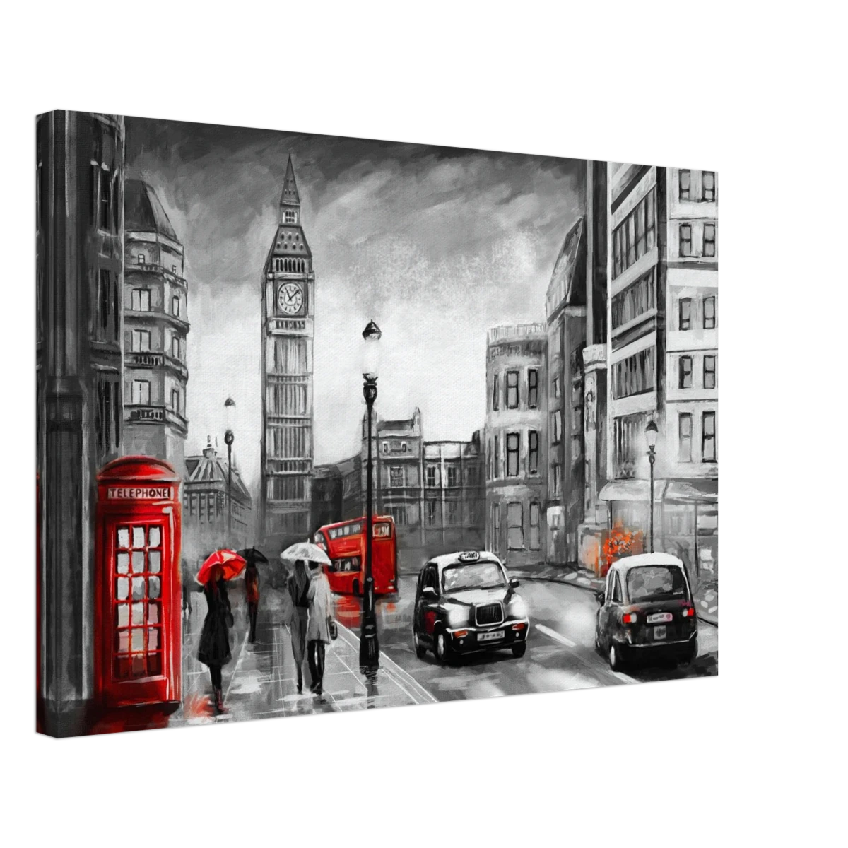 London in the Rain | Selective Color Urban Art | Wall Art Print - Acrylic Print - 30x45 cm / 12x18″ -