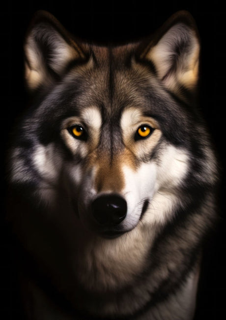 "Lone Spirit" – Choose Your Wolf Portrait: Midnight Gaze, Silver Sentinel, or Ember Eyes - 30x45 cm / 12x18″ - Design 3 - Acrylic Print