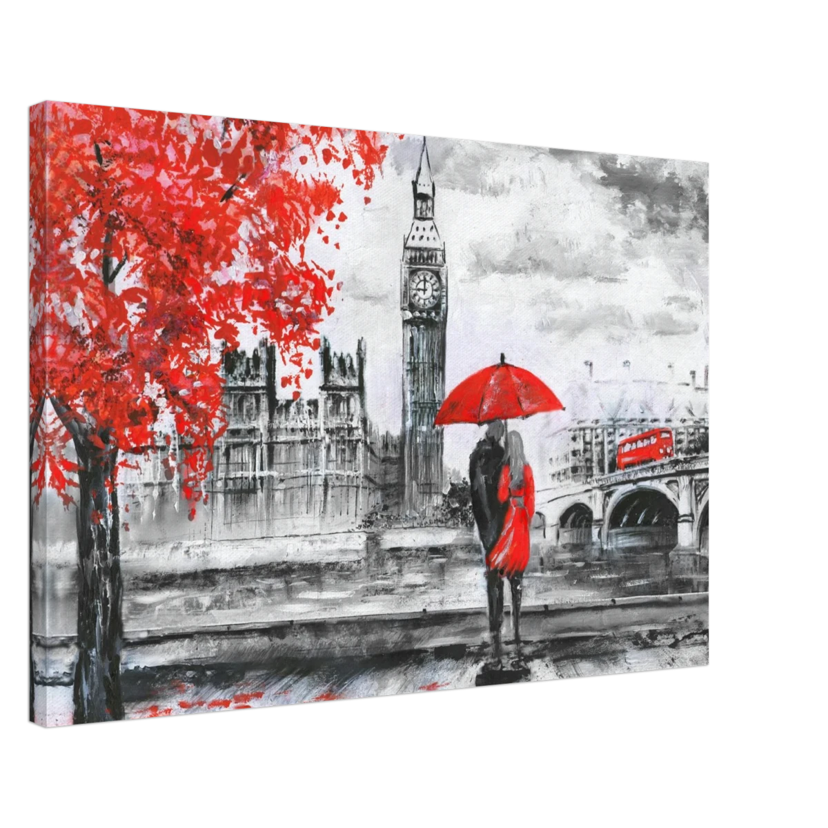 "Love in London Rain" – Romantic City Escape | Wall Art Print - Canvas - 50x75 cm / 20x30″ -