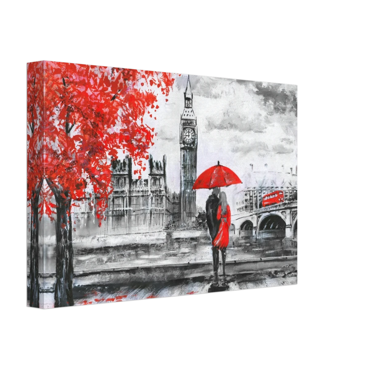 "Love in London Rain" – Romantic City Escape | Wall Art Print - Canvas - 20x30 cm / 8x12″ -