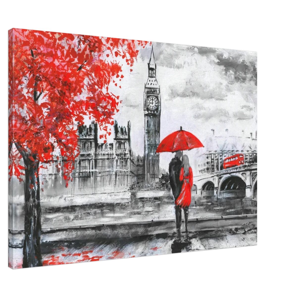 "Love in London Rain" – Romantic City Escape | Wall Art Print - Canvas - 70x100 cm / 28x40″ -