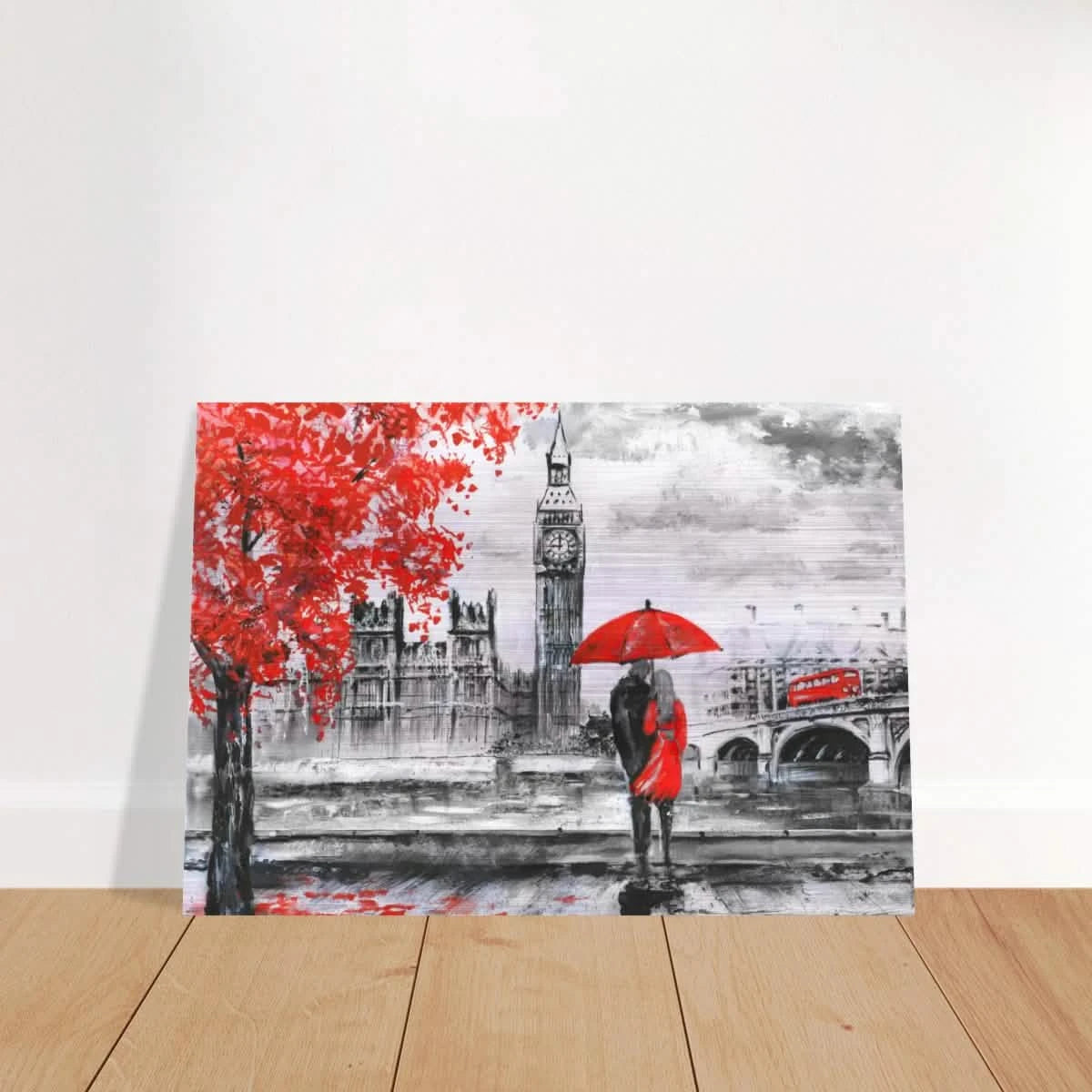 "Love in London Rain" – Romantic City Escape | Wall Art Print - Brushed Aluminum Print - 70x100 cm / 28x40″ -