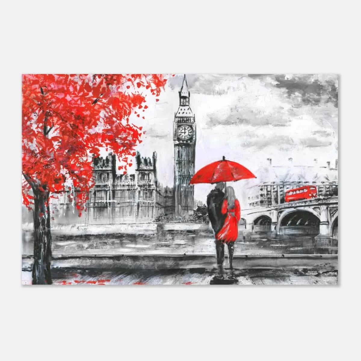 "Love in London Rain" – Romantic City Escape | Wall Art Print - Aluminum Print - 30x45 cm / 12x18″ -