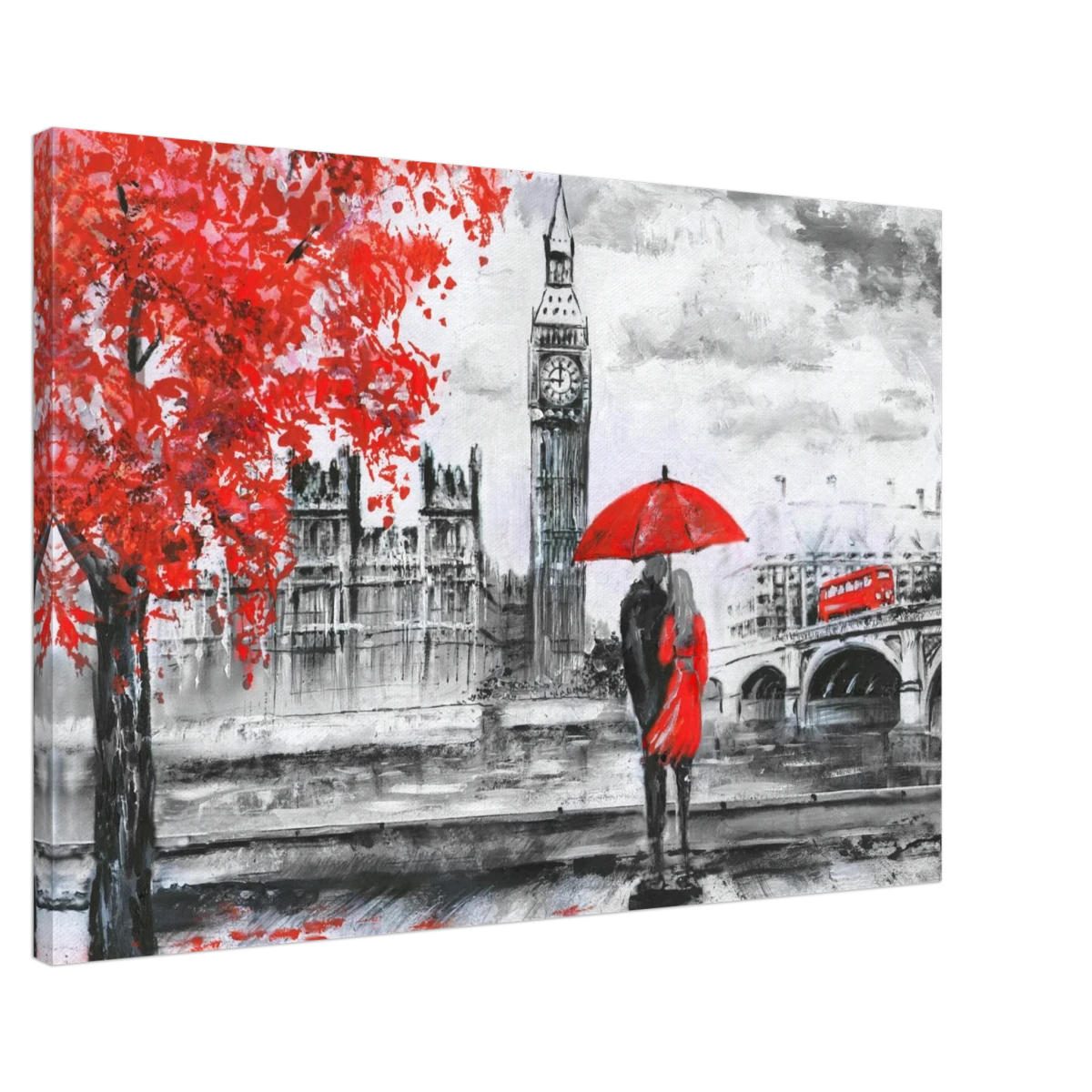 "Love in London Rain" – Romantic City Escape | Wall Art Print - Canvas - 60x90 cm / 24x36″ -