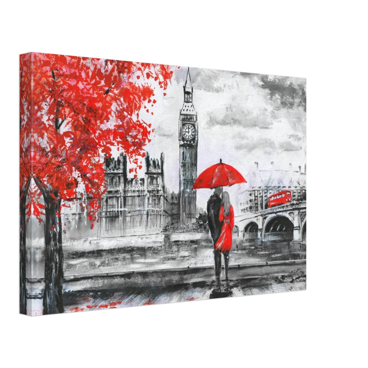 "Love in London Rain" – Romantic City Escape | Wall Art Print - Canvas - 30x45 cm / 12x18″ -