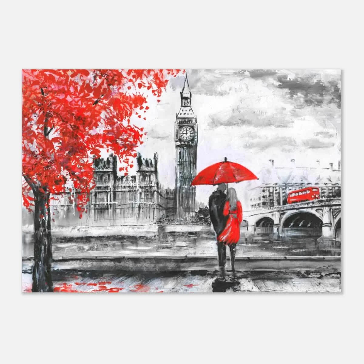 "Love in London Rain" – Romantic City Escape | Wall Art Print - Aluminum Print - 70x100 cm / 28x40″ -