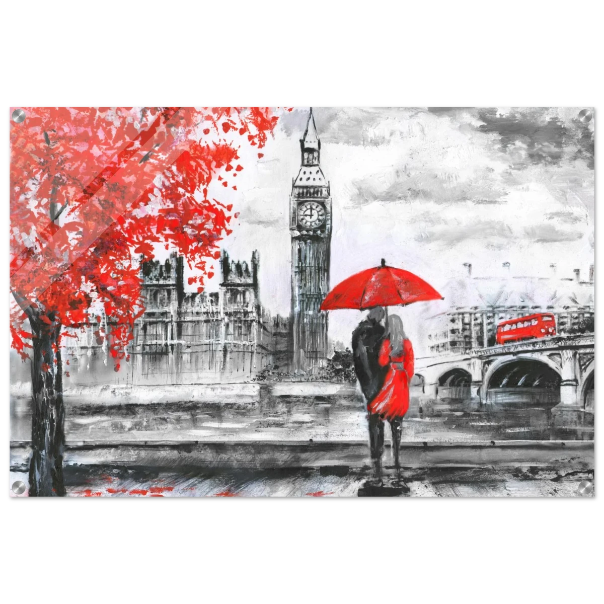 "Love in London Rain" – Romantic City Escape | Wall Art Print - Acrylic Print - 60x90 cm / 24x36″ -