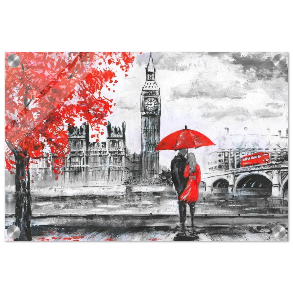 "Love in London Rain" – Romantic City Escape | Wall Art Print - Acrylic Print - 30x45 cm / 12x18″ -