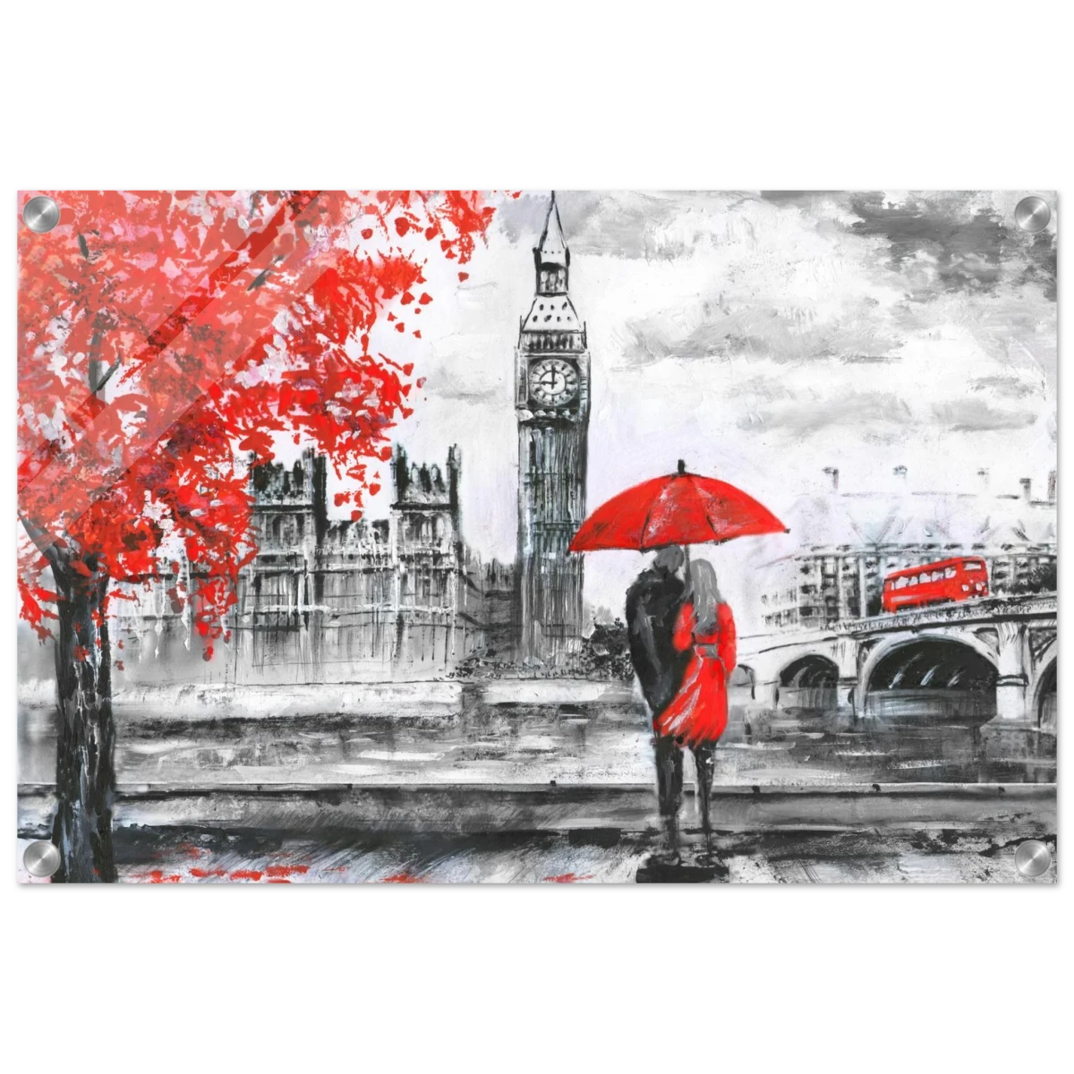 "Love in London Rain" – Romantic City Escape | Wall Art Print - Acrylic Print - 40x60 cm / 16x24″ -