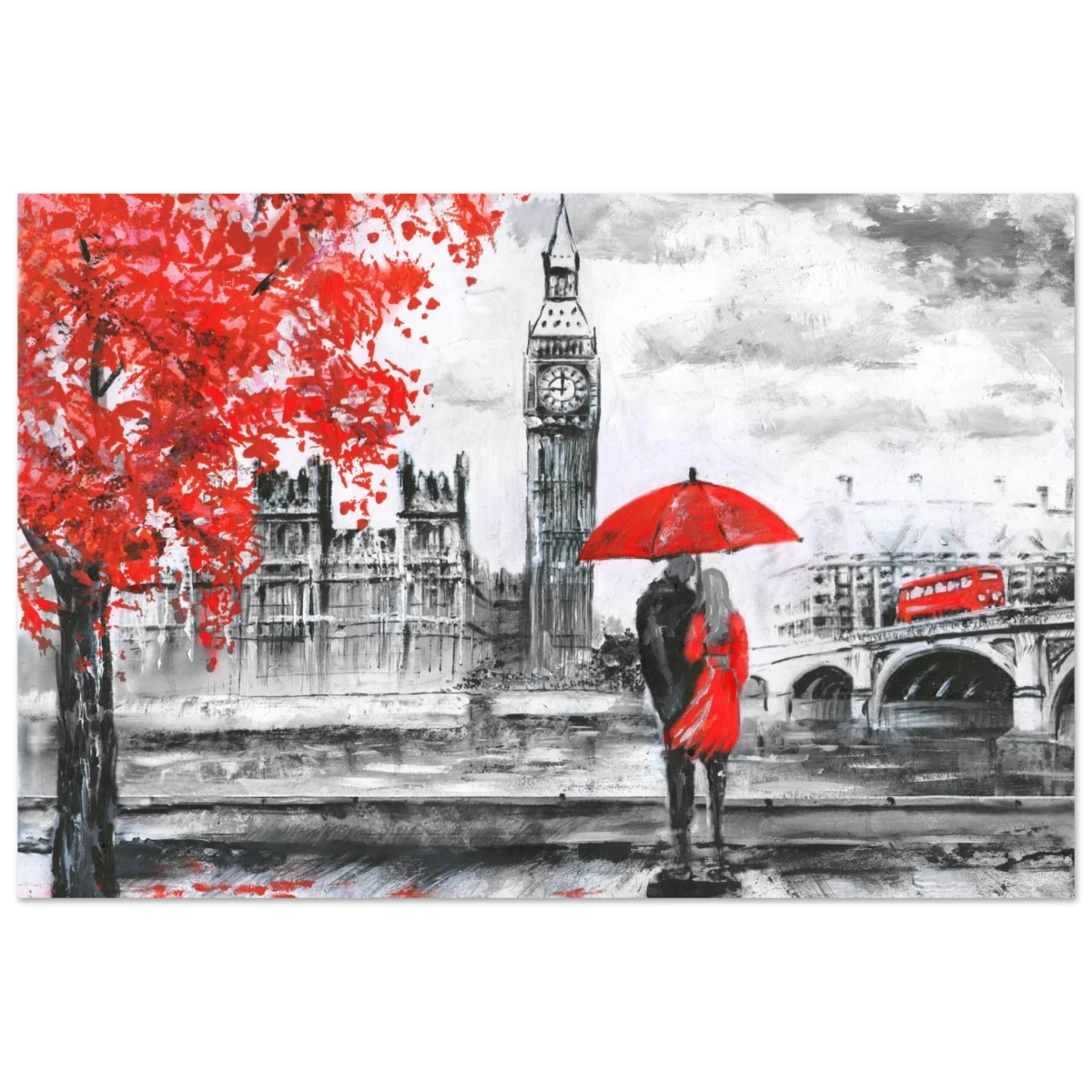 "Love in London Rain" – Romantic City Escape | Wall Art Print - Fine Art Poster - 30x45 cm / 12x18″ -