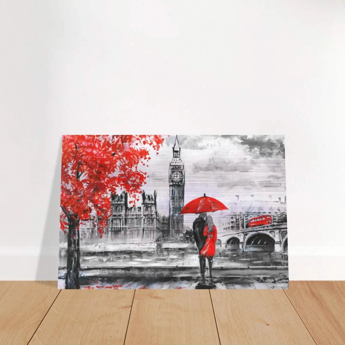 "Love in London Rain" – Romantic City Escape | Wall Art Print - Brushed Aluminum Print - 40x60 cm / 16x24″ -