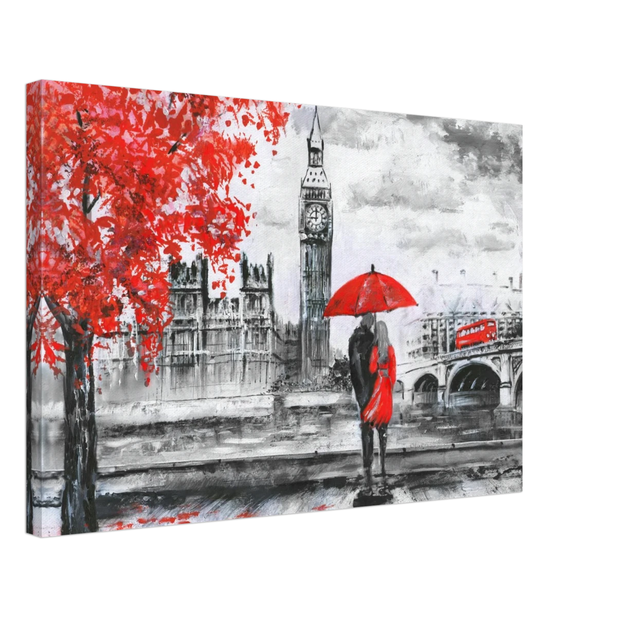 "Love in London Rain" – Romantic City Escape | Wall Art Print - Canvas - 40x60 cm / 16x24″ -