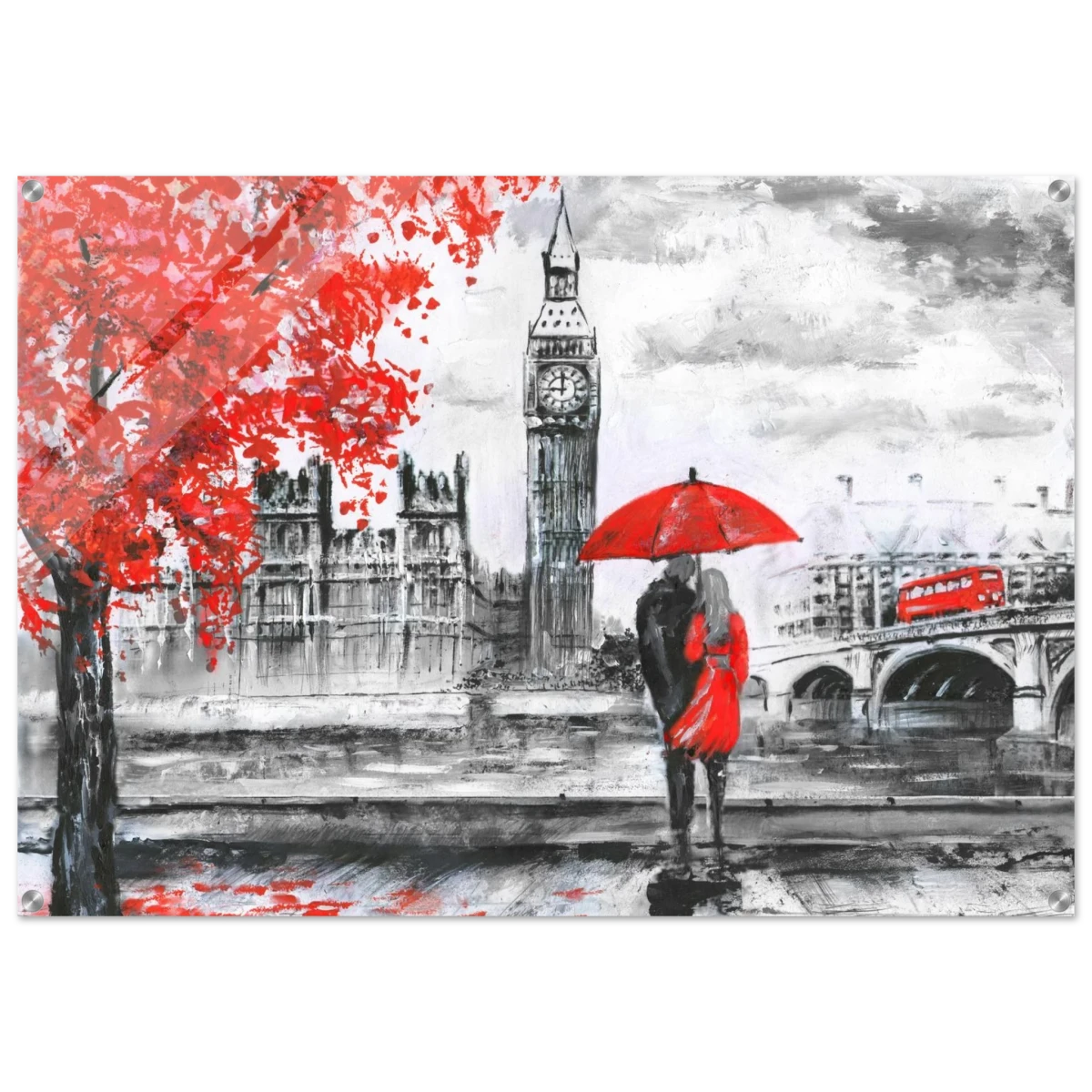 "Love in London Rain" – Romantic City Escape | Wall Art Print - Acrylic Print - 70x100 cm / 28x40″ -