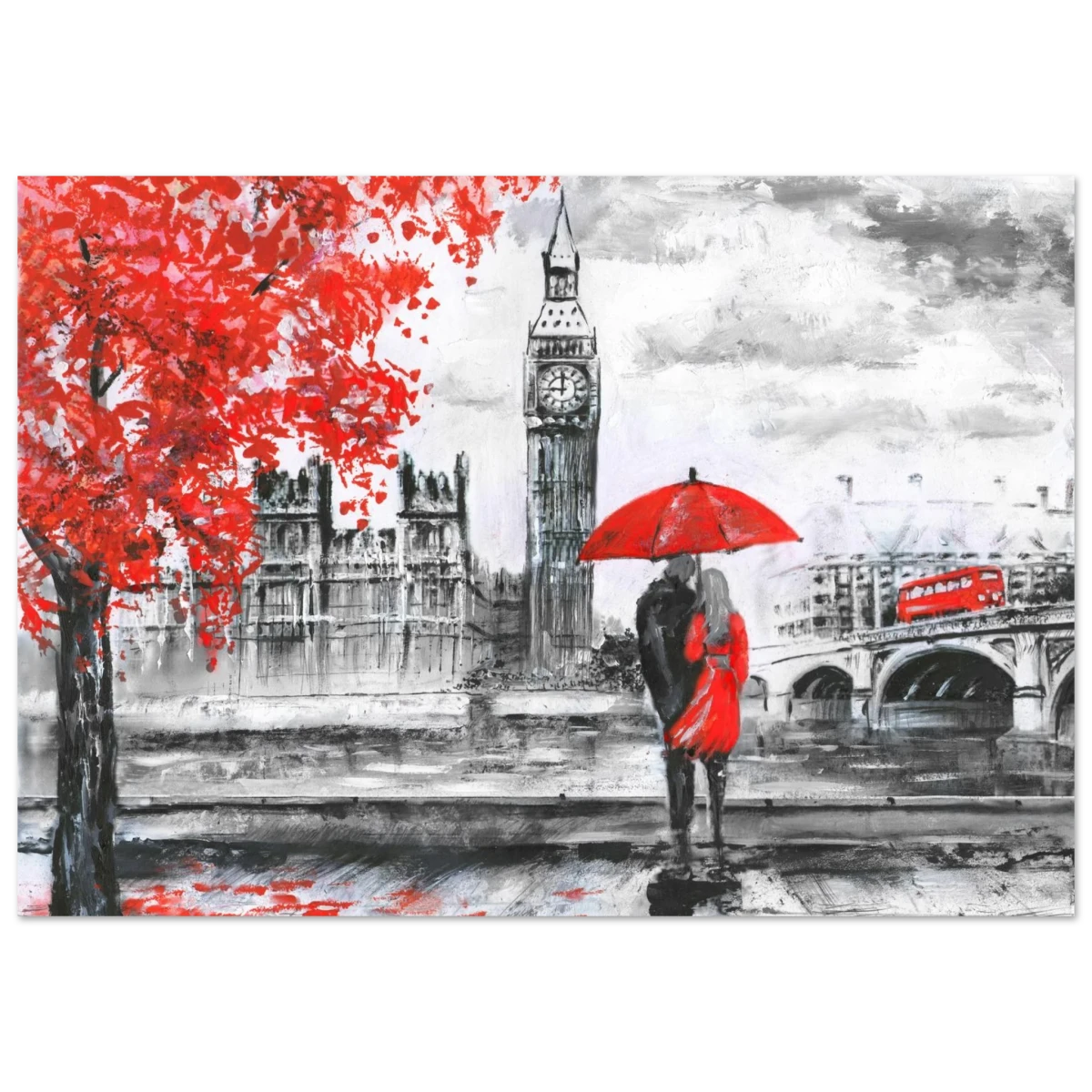 "Love in London Rain" – Romantic City Escape | Wall Art Print - Fine Art Poster - 70x100 cm / 28x40″ -