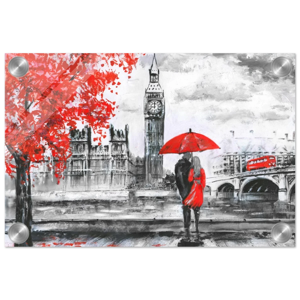 "Love in London Rain" – Romantic City Escape | Wall Art Print - Acrylic Print - 20x30 cm / 8x12″ -