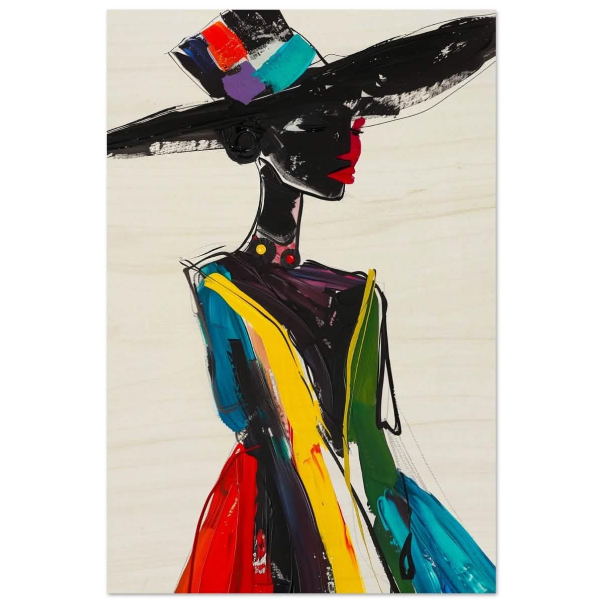 Luminous Portrait V2 | Abstract Expressionist Portraiture - Wood Prints - 30x45 cm / 12x18″ -