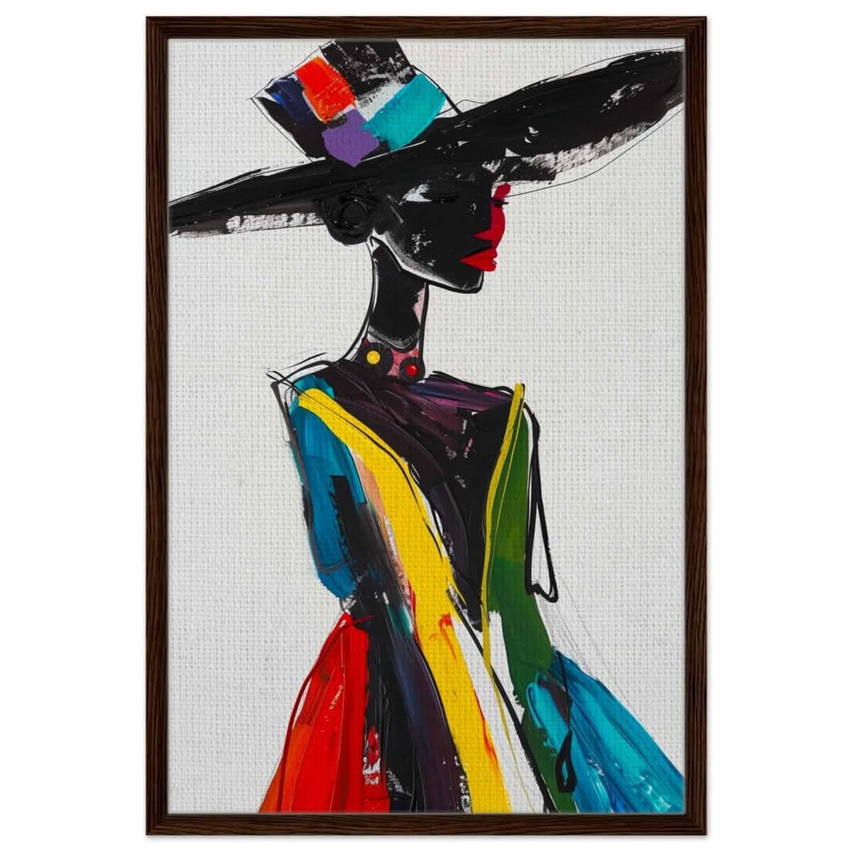 Luminous Portrait V2 | Abstract Expressionist Portraiture - Framed Canvas - 30x45 cm / 12x18″ - Dark wood frame