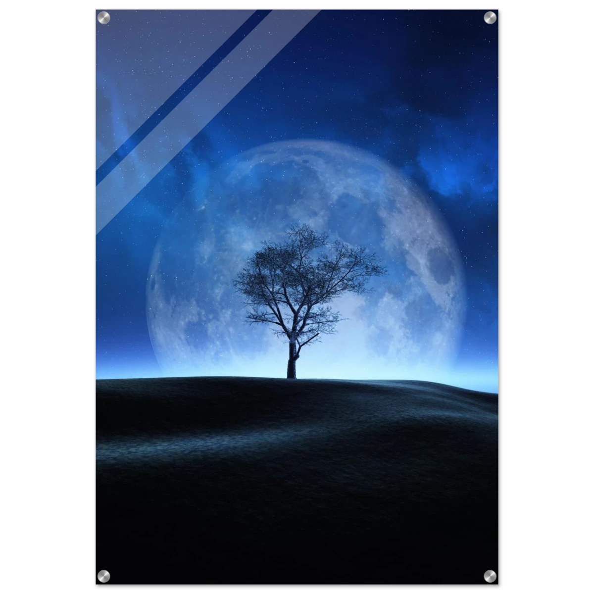 "Lunar Silence" – A Moonlit Whisper in the Night Dreamy Digital Fantasy Landscape Wall art Print - Acrylic Print - 70x100 cm / 28x40″ -