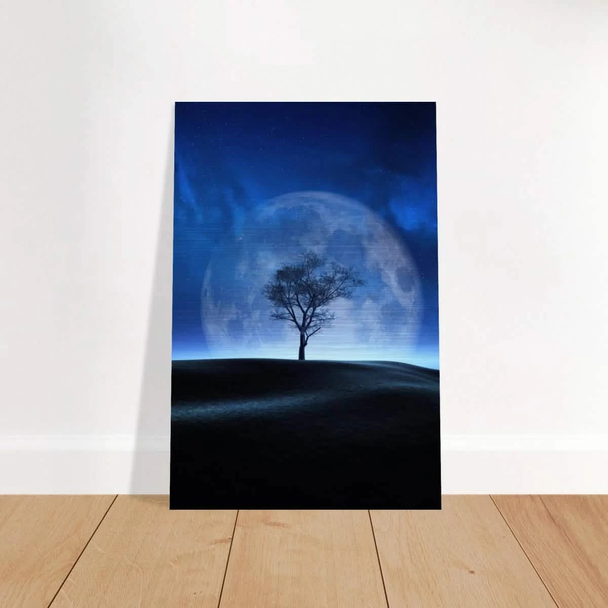"Lunar Silence" – A Moonlit Whisper in the Night Dreamy Digital Fantasy Landscape Wall art Print - Brushed Aluminum Print - 50x75 cm / 20x30″ -