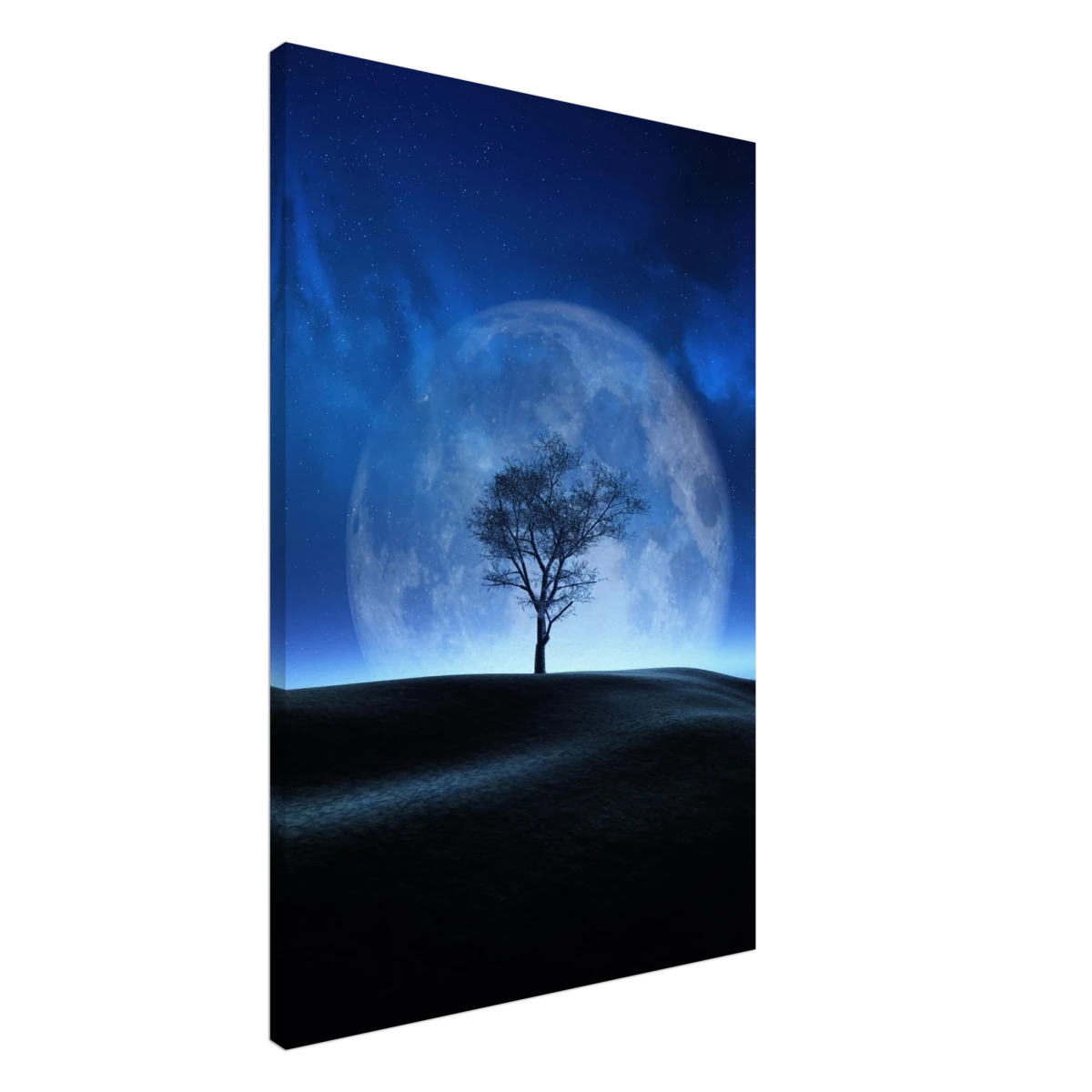 "Lunar Silence" – A Moonlit Whisper in the Night Dreamy Digital Fantasy Landscape Wall art Print - Canvas - 60x90 cm / 24x36″ -