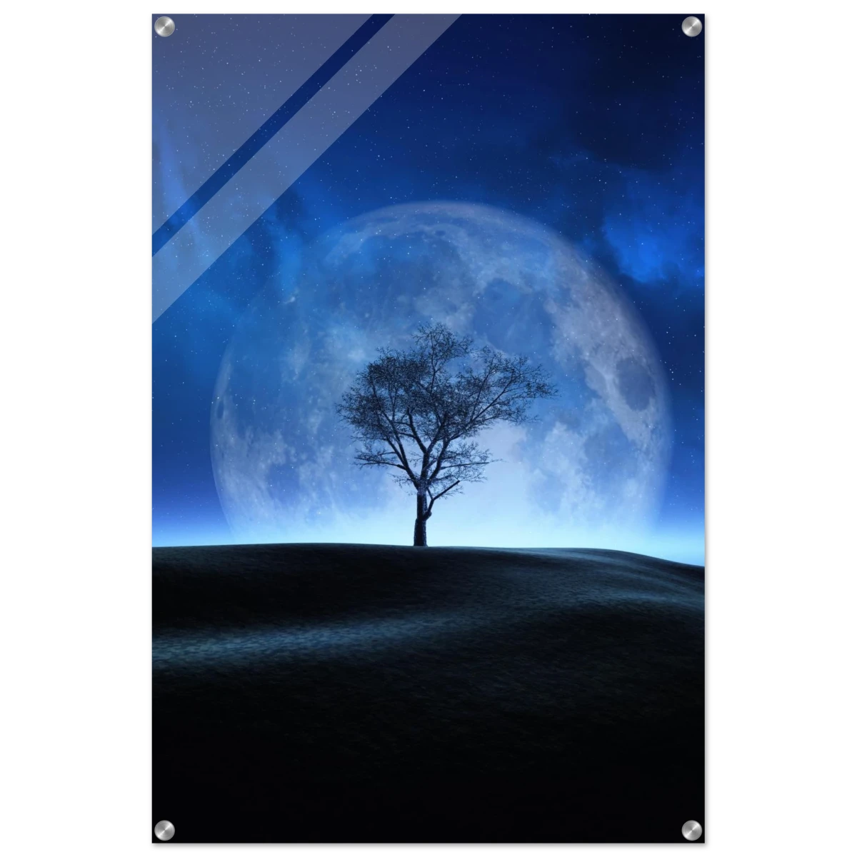 "Lunar Silence" – A Moonlit Whisper in the Night Dreamy Digital Fantasy Landscape Wall art Print - Acrylic Print - 60x90 cm / 24x36″ -