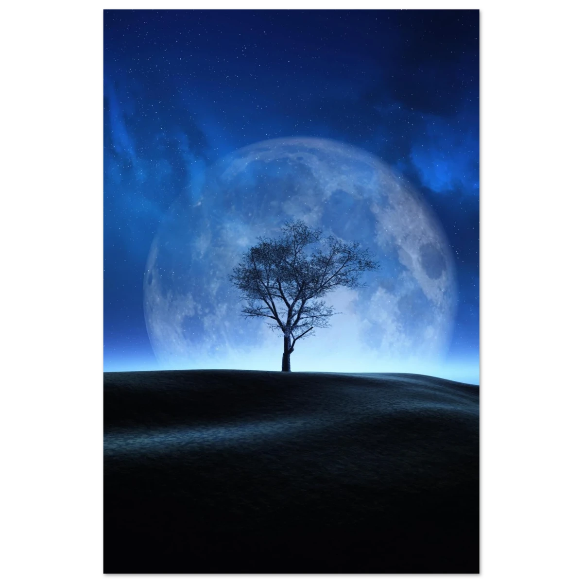 "Lunar Silence" – A Moonlit Whisper in the Night Dreamy Digital Fantasy Landscape Wall art Print - Fine Art Poster - 30x45 cm / 12x18″ -