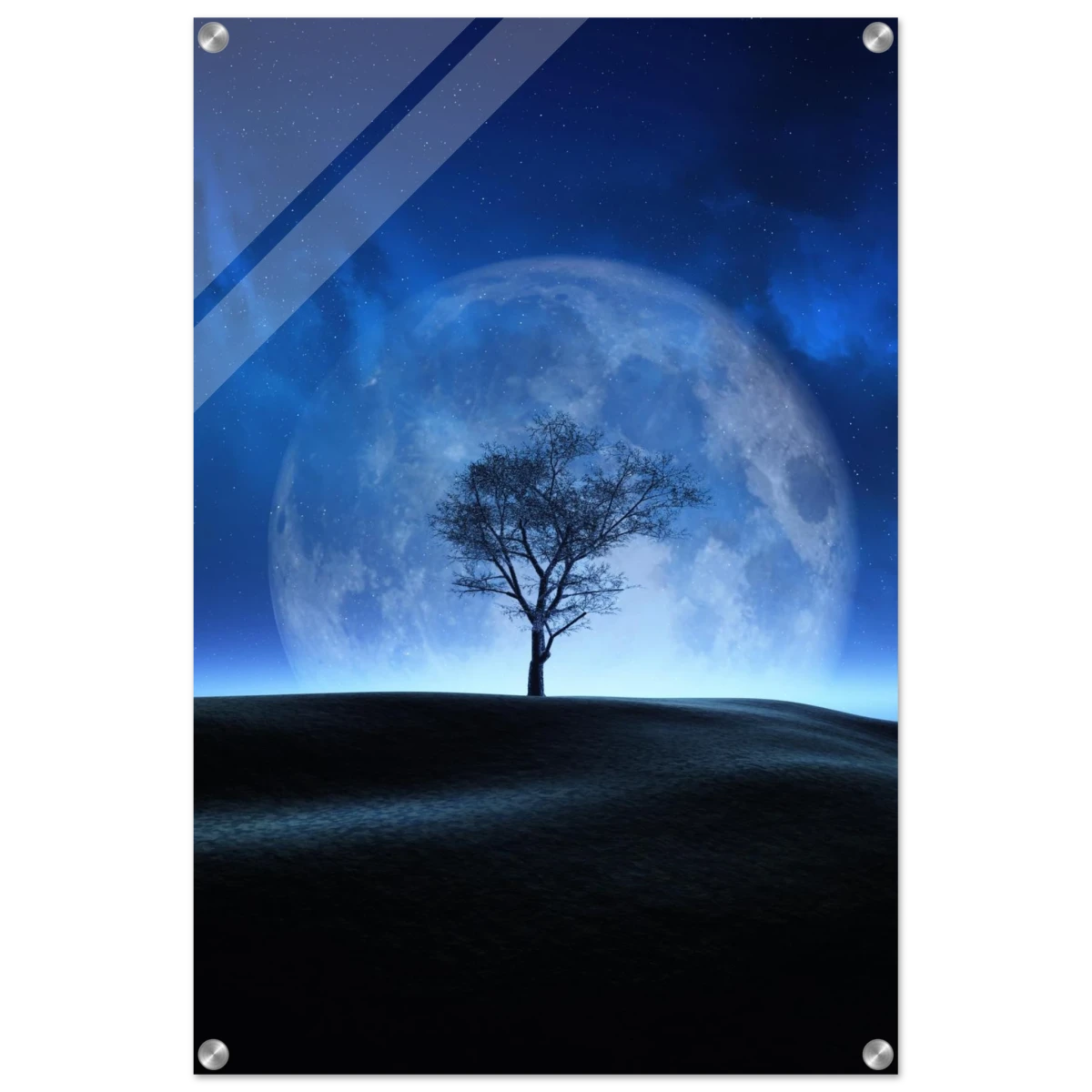 "Lunar Silence" – A Moonlit Whisper in the Night Dreamy Digital Fantasy Landscape Wall art Print - Acrylic Print - 50x75 cm / 20x30″ -