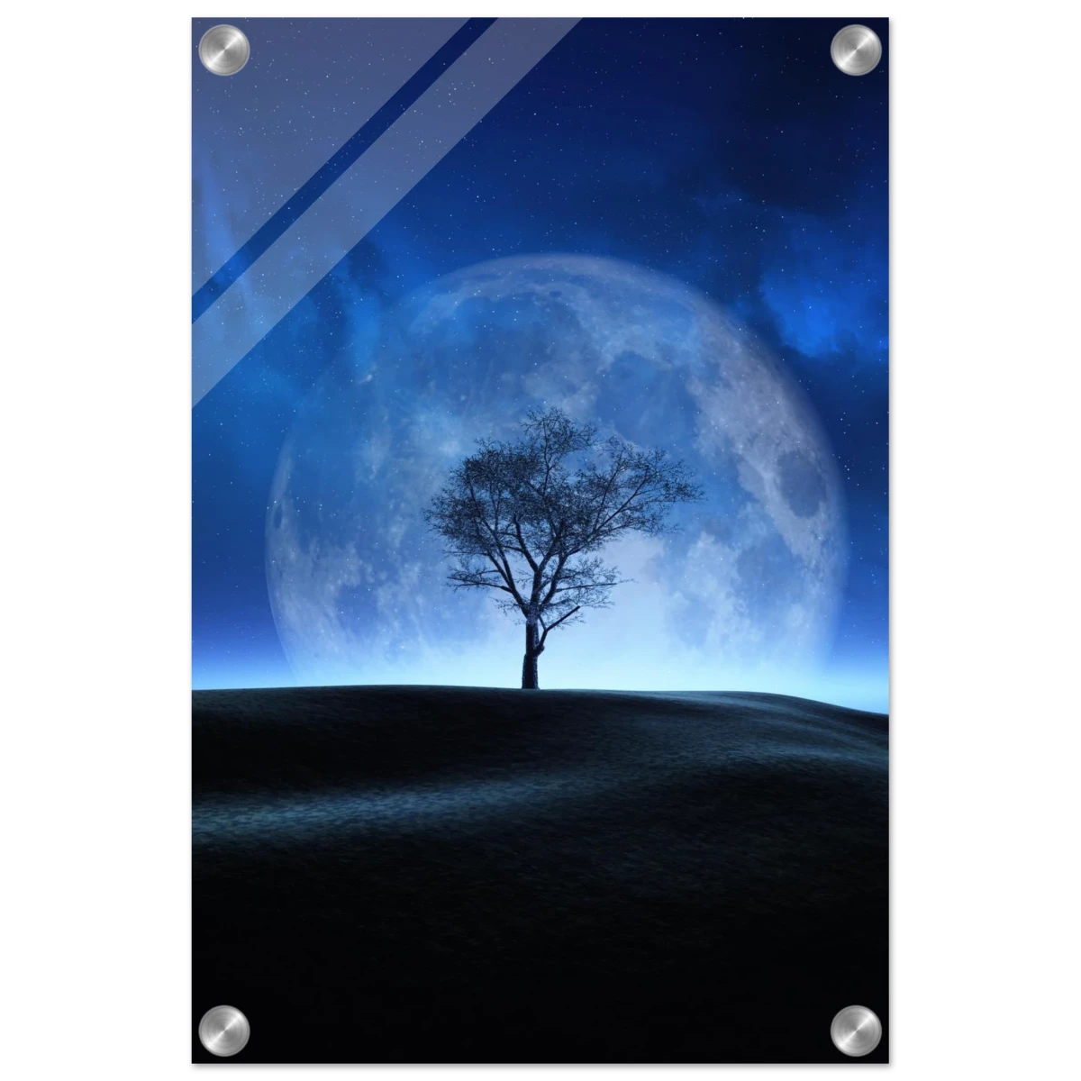 "Lunar Silence" – A Moonlit Whisper in the Night Dreamy Digital Fantasy Landscape Wall art Print - Acrylic Print - 30x45 cm / 12x18″ -