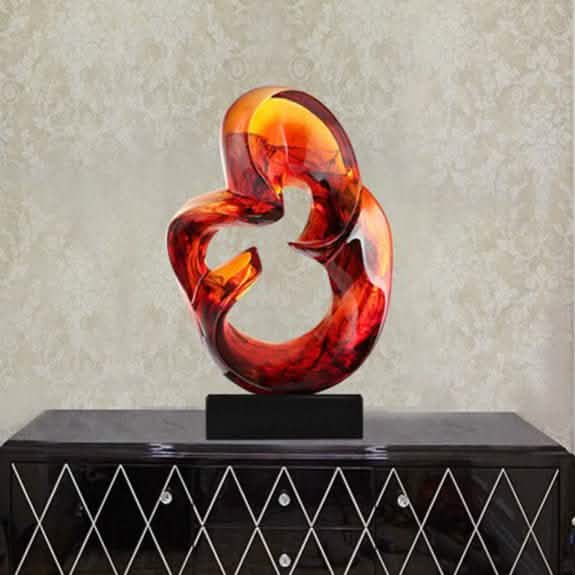 Luxury Glass - Effect Resin Sculpture – Modern Abstract Home Décor - Blue -