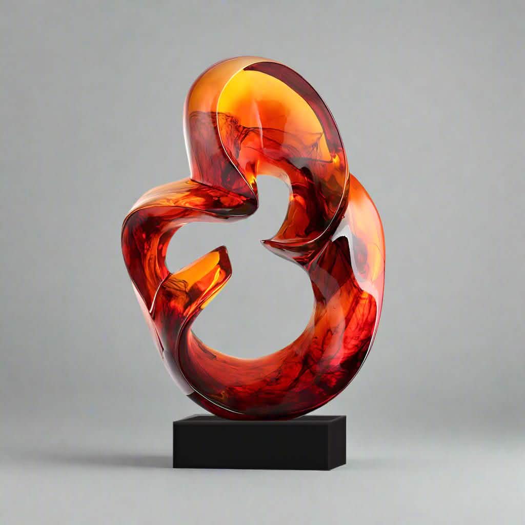 Luxury Glass - Effect Resin Sculpture – Modern Abstract Home Décor - Blue -