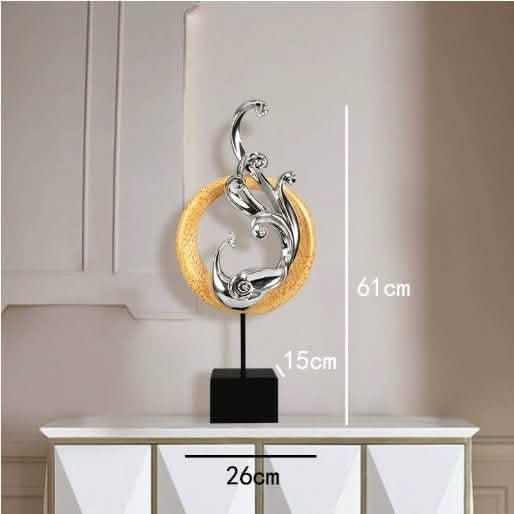 Luxury Phoenix Sculptures – Artistic Resin Home Décor Ornaments - Large Short Single - Elegant Silver -