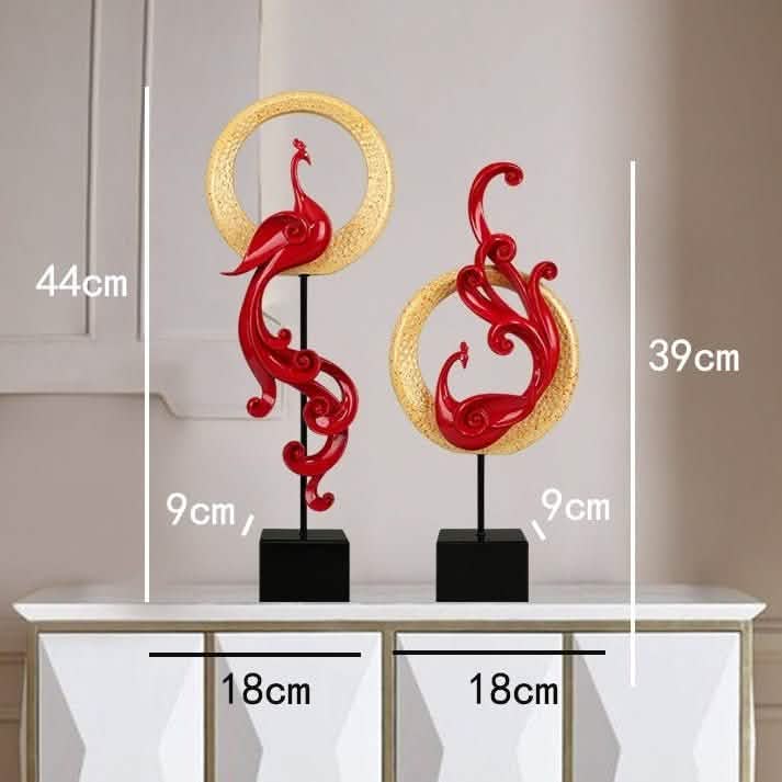 Luxury Phoenix Sculptures – Artistic Resin Home Décor Ornaments - Large High Single - Elegant Silver -